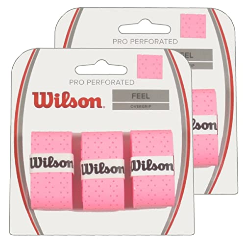 2 of Wilson Pro Perforated Overgrip 3 Pack - Total 6 Strips - Pink