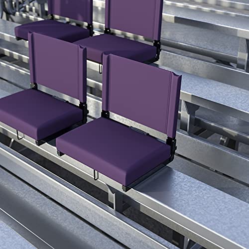 Flash Furniture Grandstand Comfort Seats by Flash - Dark Purple Stadium Chair - 2 Pack 500 lb. Rated Folding Chair - Carry Handle - Ultra-Padded Seat