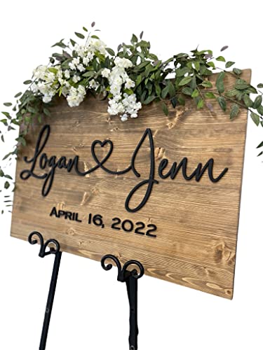 Wedding Sign, Welcome Wedding Sign, Wedding Welcome Sign, 3D Wedding Sign, Custom Sign, Wooden Welcome Sign, Wood Wedding Sign, (20x30, Walnut + Black Letter)