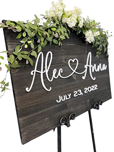 Wedding Sign, Welcome Wedding Sign, Wedding Welcome Sign, 3D Wedding Sign, Custom Sign, Wooden Welcome Sign, Wood Wedding Sign, (12x18, Black + White Letter)