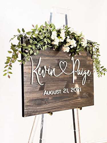 Wedding Sign, Welcome Wedding Sign, Wedding Welcome Sign, 3D Wedding Sign, Custom Sign, Wooden Welcome Sign, Wood Wedding Sign, (12x18, Dark Walnut + White Letter)