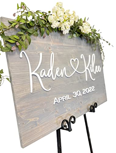 Wedding Sign, Welcome Wedding Sign, Wedding Welcome Sign, 3D Wedding Sign, Custom Sign, Wooden Welcome Sign, Wood Wedding Sign, (18x24, Gray + White Letter)