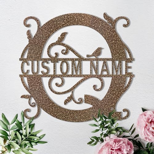 Custom Metal Signs Metal Name Sign Metal Wall Art Split Letter Monogram Wall Decor Metal Wall Art Last Name Sign Family Name Sign Personalized Wedding Gift Fire Pit Sign Outdoor Decor Cabin Sign - Q