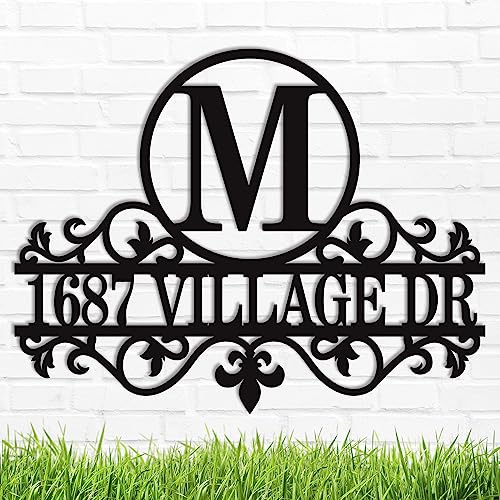 Personalized Address Sign Custom Metal Wall Art House Number Sign Street Address Plaque Outdoor, Wall Hanger Front Door, Gift for Family