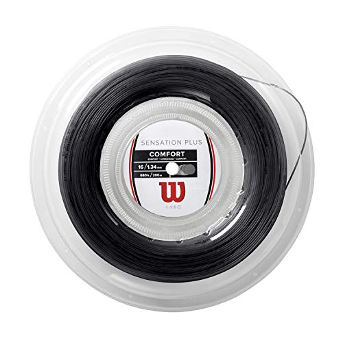 Wilson Sensation Plus 16 Tennis String - 200m Reel, Black