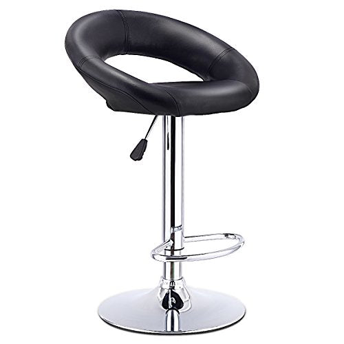 COSTWAY Swivel Bar Stools Adjustable PU Leather Backless Barstools Bistro Pub Chair (Black)