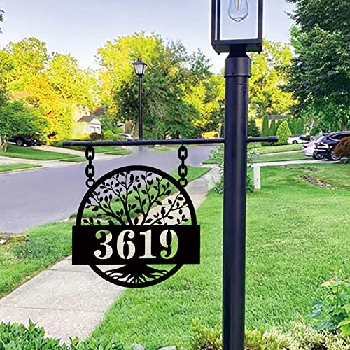 Custom Metal House Sign,Metal House Street Number Sign, Custom House Number Garden Flag, Hanging Lamp Post Address Plaque with House Number, Metal Address Sign for Yard, Hanging Mailbox Numbers Plaque