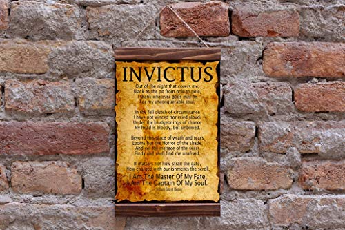 Invictus Poem Invictus Wood Framed Canvas Print, by William Ernest Henley Captain of My Soul Master of My Fate (8.7x11.8 Inches)