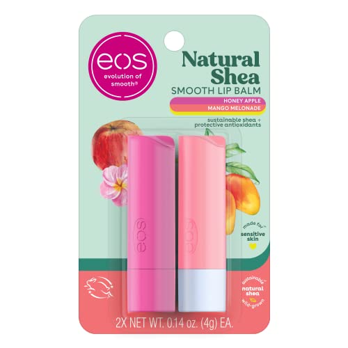 eos Natural Shea Lip Balm, Honey Apple & Mango Melonade, All-Day Moisture, Lip Care Products, 0.14 oz, 2-Pack