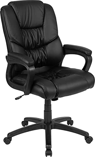 Flash Furniture Flash Fundamentals Big & Tall 400 lb. Rated Black LeatherSoft Swivel Office Chair with Padded Arms, Set of 1