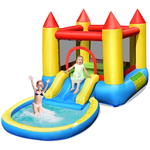 COSTWAY Inflatable Bounce House Kids Slide Jumping Castle Bouncer w/Balls Pool & Bag