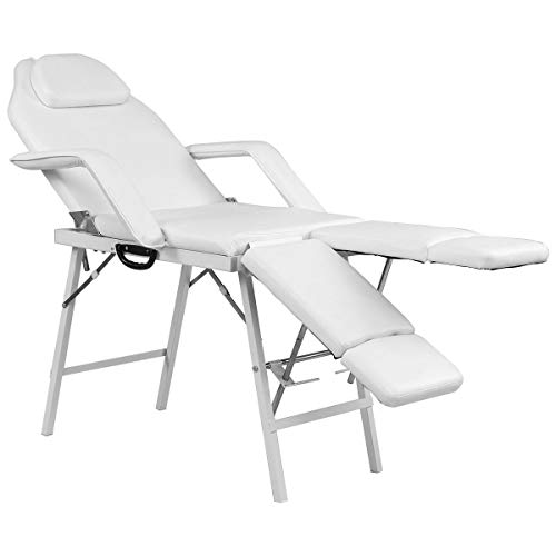 COSTWAY 75" Portable Tattoo Parlor Spa Salon Facial Bed Beauty Massage Table Chair White
