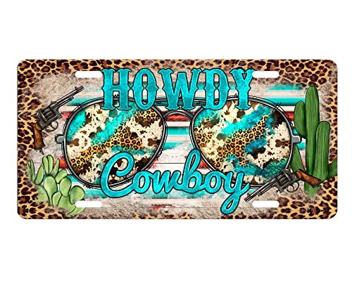 Vanity Decorative Western Aluminum Front License Plate (Howdy Cowboy)