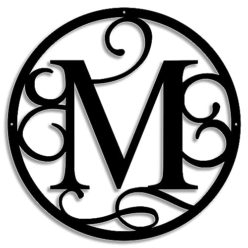 Sea Biscuit Metal Designs Monogram Wall Decor, Custom Initial Signs for Outdoors, Outdoor Letters Hanging Art, Metal Personalized Initials Name Sign, Customized for Family Home (Letter M - 24")