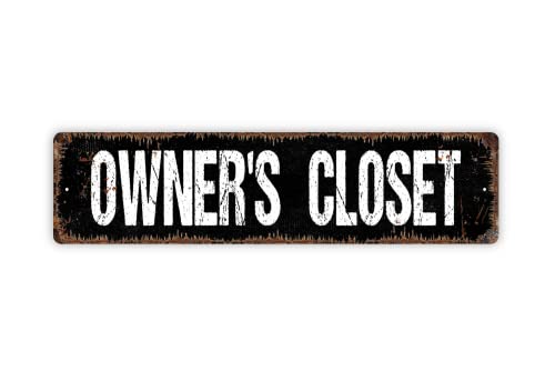 Distressed Black Owner's Closet Metal Street Sign Plaque