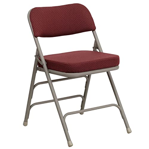 Flash Furniture 4 Pack HERCULES Series Premium Curved Triple Braced & Double Hinged Burgundy Fabric Metal Folding Chair