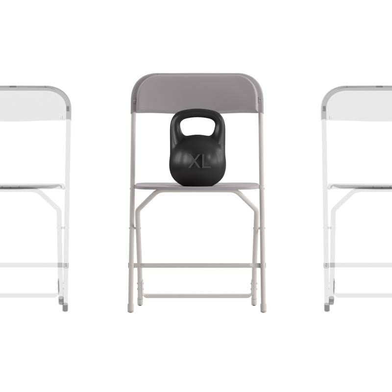 Flash Furniture Hercules Big and Tall Commercial Folding Chair - Extra Wide 650LB. Capacity - Durable Plastic - Gray, 4-Pack