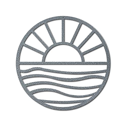 Sun and Waves Metal Wall Art (17" W x 17" H, Hammered Silver)