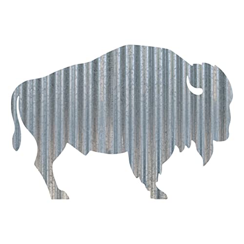 Rustic 3D Corrugated Metal Animal Signs (Buffalo, 12 Inch)