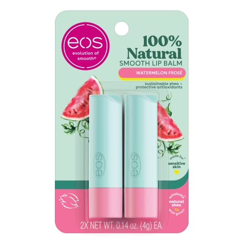 eos 100% Natural Lip Balm, Watermelon Frosé, All-Day Moisture, Lip Care Products, 0.14 oz, 2-Pack