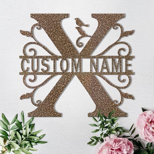 Custom Metal Signs Metal Name Sign Metal Wall Art Split Letter Monogram Wall Decor Metal Wall Art Last Name Sign Family Name Sign Personalized Wedding Gift Fire Pit Sign Outdoor Decor Cabin Sign - X