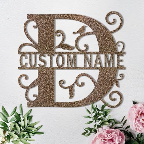 Custom Metal Signs Metal Name Sign Metal Wall Art Split Letter Monogram Wall Decor Metal Wall Art Last Name Sign Family Name Sign Personalized Wedding Gift Fire Pit Sign Outdoor Decor Cabin Sign - D