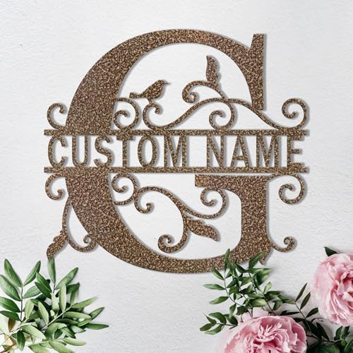 Custom Metal Signs Metal Name Sign Metal Wall Art Split Letter Monogram Wall Decor Metal Wall Art Last Name Sign Family Name Sign Personalized Wedding Gift Fire Pit Sign Outdoor Decor Cabin Sign - G