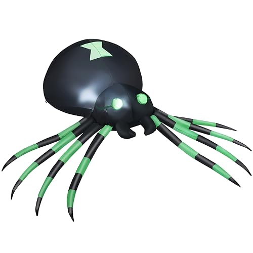 COSTWAY 6FT Halloween Inflatable Spider w/LED Lights & Powerful Blower, Waterproof Blow-Up Halloween Decorative Spider