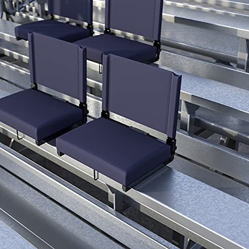 Flash Furniture Grandstand Comfort Seats by Flash - Navy Stadium Chair - 2 Pack 500 lb. Rated Folding Chair - Carry Handle - Ultra-Padded Seat
