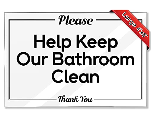 Airbnb Essentials for Hosts - Help Keep Our Bathroom Clean - Flush Only Toilet Paper Sign - 4"x6" Acrylic Sign w/Mounting Tape - Do Not Flush Sign for Bathroom - Please Keep Bathroom Clean Sign