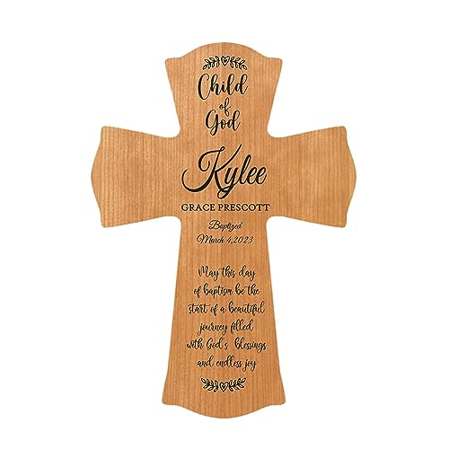 Personalized Baptism Cross (large 8.5x11, Cherry)