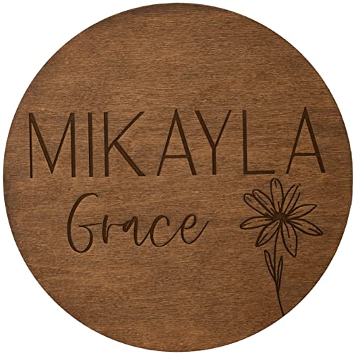 Baby Announcement Sign, Hospital Sign, Gender Reveal Baby Photo Props, Wooden Name Sign, Baby Shower Gift, Birth Stat, Laser Birth Engraved Round (Design 5)