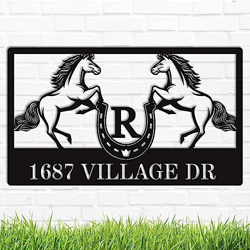 Personalized Horseshoe Address Sign, Personalized Metal House Number Sign, Custom Ranch Address Number Sign for House