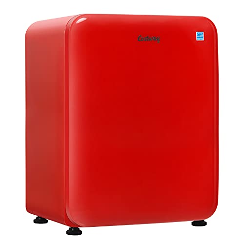 COSTWAY Compact Refrigerator, 2.4 cu ft. Single Door Small Fridge with Auto Defrost, Adjustable Temperature 32_ to 50_, Reversible Door, Removable Glass Shelves, Mini Fridge for Bedroom, Apartment, Red