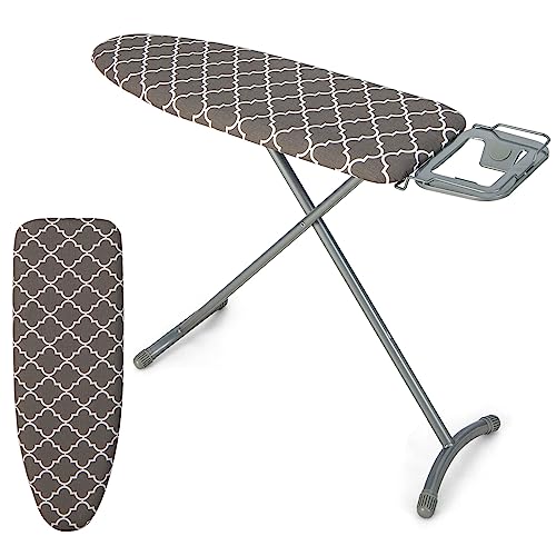 COSTWAY Ironing Board Full Size, Foldable Iron Stand with Extra Ironing Board Cover, 7-position Adjustable Height, Iron Rest & Safety Lock, 44Ó x 14Ó Iron Table for Dorm, Home, Laundry Room Use (Gray)