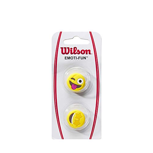 WILSON Emoti-Fun Tennis Dampeners - 2 Pack, Winking Tounge Out/Star Eyes Emojis,Yellow