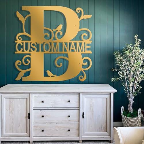 Custom Metal Signs Metal Name Sign Metal Wall Art Split Letter Monogram Wall Decor Metal Wall Art Last Name Sign Family Name Sign Personalized Wedding Gift Fire Pit Sign Outdoor Decor Cabin Sign - B