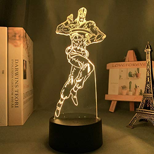 3D Night Light for Kids,JoJo Adventure 3D Light Anime for Bedroom Decor Light Birthday Gift Manga JoJo Figure Night Lamp Jean Pierre Polnareff