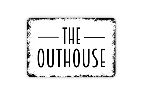 8" x 12" The Outhouse Restroom Bathroom Metal Sign with Black Edge