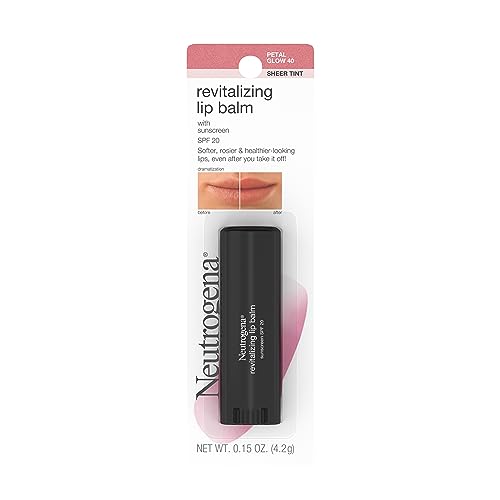 Neutrogena Revitalizing and Moisturizing Tinted Lip Balm with Sun Protective Broad Spectrum SPF 20 Sunscreen, Lip Soothing Balm with a Sheer Tint in Color Petal Glow 40, 15 oz