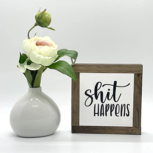 Shit Happens Sign, Funny Shit Sign, Guest Bathroom Sign, Housewarming Gift, Bathroom Sign, Small Wood Sign