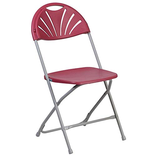 Flash Furniture 2 Pack HERCULES Series 650 lb. Capacity Burgundy Plastic Fan Back Folding Chair