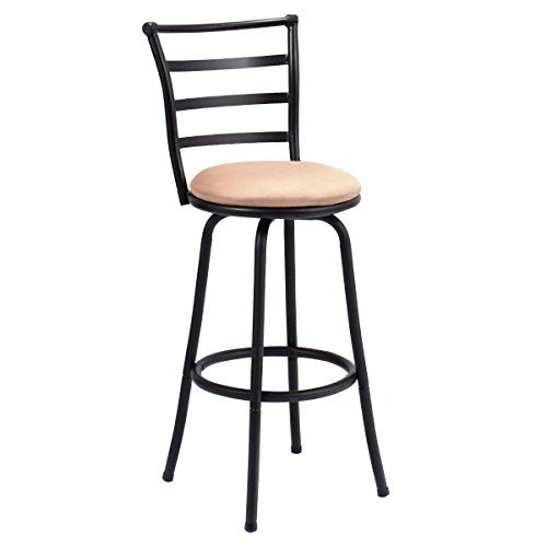 COSTWAY Swivel Counter Height Bar Steel Frame Modern Barstool Bistro Pub Chair (1), Black