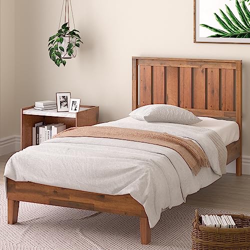 ZINUS Vivek Deluxe Wood Platform Bed Frame with Headboard / Wood Slat Support / No Box Spring Needed / Easy Assembly, Twin