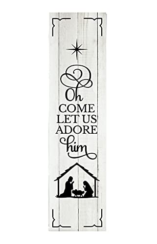 Twisted R Design Oh Come Let us Adore Him Christmas Sign - Unique Vertical Christmas Decor Wooden Sign, 24" Hanging/Standing Farmhouse Christmas Decor, Directly Printed Cozy Home Decoration, 2ft