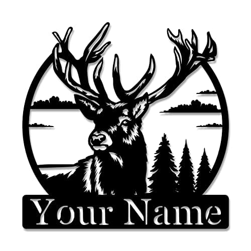 Custom Name Metal Sign, Deer Metal Wall Art, Personalized Last Name Letter Sign, Deer Home Decor Garage Sign, Workshop Decor Farm Cabin Decor New Home Gift Idea