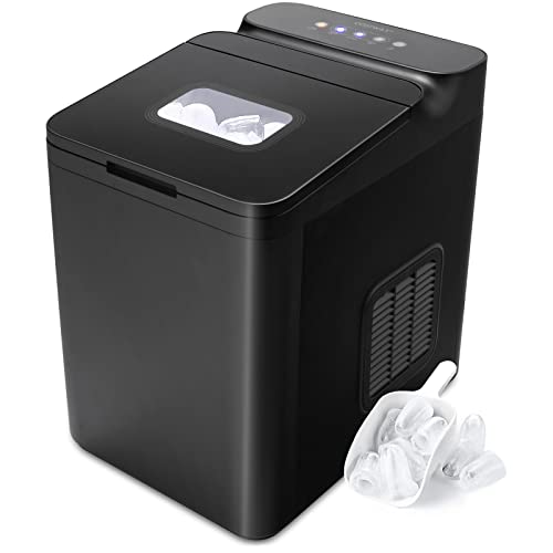 COSTWAY Countertop Ice Maker, 33LBS/24H Portable and Compact Ice Machine with Self-Cleaning Function, 9 Ice Cubes Ready in 6 Mins, Include Ice Scoop and Basket for Home Kitchen Office, Black