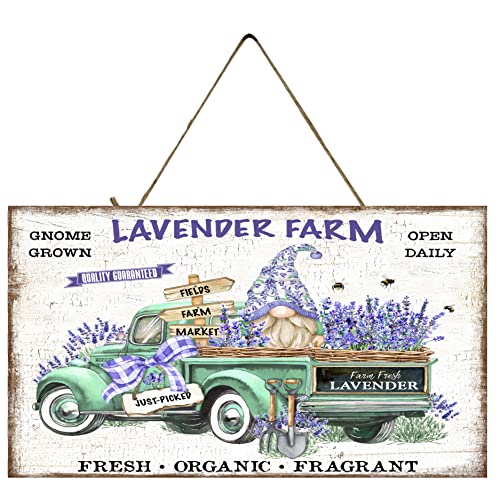 Twisted R Design Farmhouse Hanging Wood Sign, Wood Decorative Wall Signs, 5" x 10" Wood Wall Decor, Quality-Printed Hanging Wall Sign (Lavender Farm Truck)