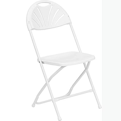 Flash Furniture 8 Pack HERCULES Series 650 lb. Capacity White Plastic Fan Back Folding Chair