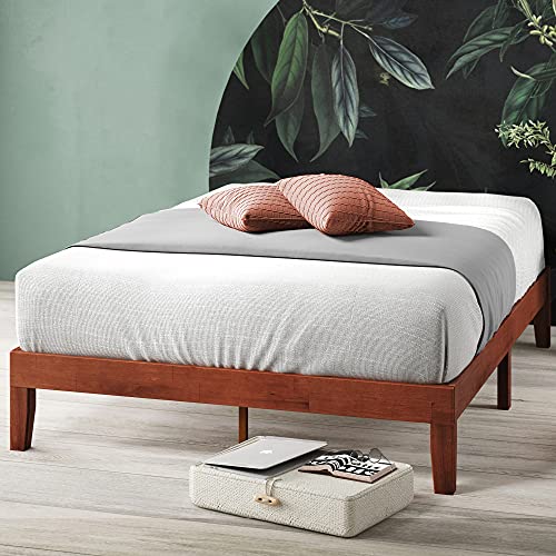 ZINUS Wen Wood Platform Bed Frame / Solid Wood Foundation / Wood Slat Support / No Box Spring Needed / Easy Assembly, King, Cherry